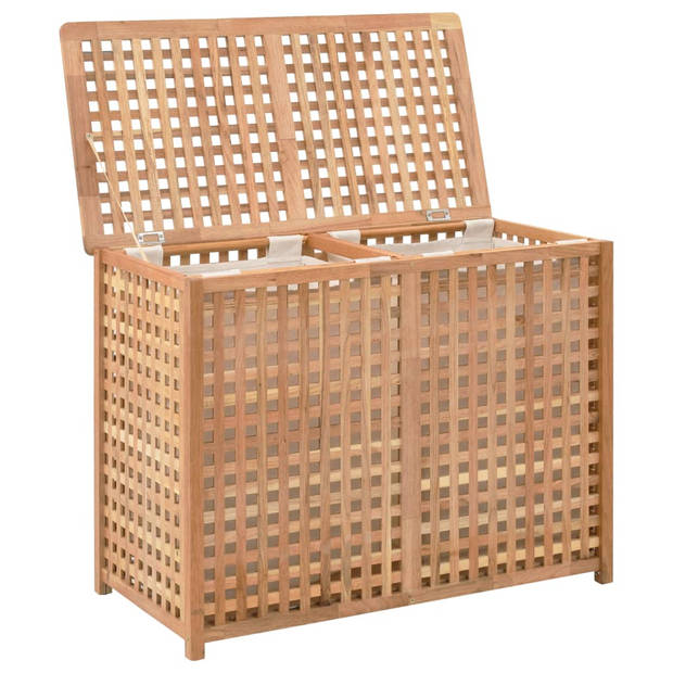 The Living Store Houten Wasmand - Walnoothout - Multiplex - 87.5 x 46 x 67 cm - 2 opbergvakken