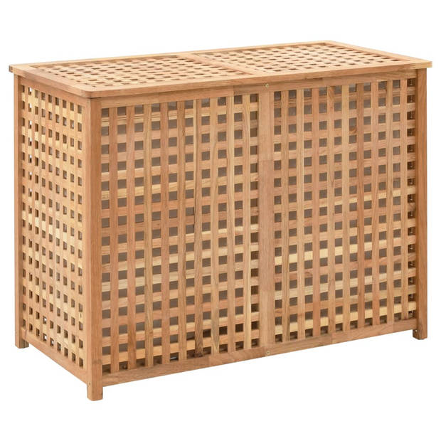 The Living Store Houten Wasmand - Walnoothout - Multiplex - 87.5 x 46 x 67 cm - 2 opbergvakken