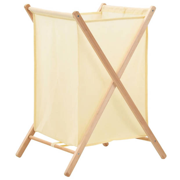 The Living Store Inklapbare Wasmand - Cederhouten Frame - Beige - 42 x 41 x 64 cm