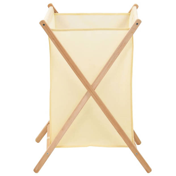 The Living Store Inklapbare Wasmand - Cederhouten Frame - Beige - 42 x 41 x 64 cm