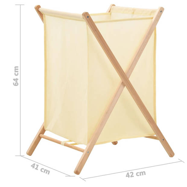 The Living Store Inklapbare Wasmand - Cederhouten Frame - Beige - 42 x 41 x 64 cm