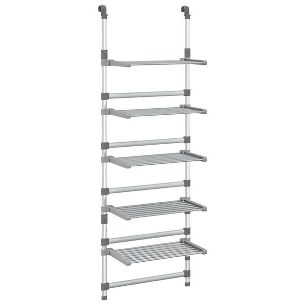 The Living Store 5-laagse hangende wasdroogrek - 50 x 25 x (147-187) cm - zilver