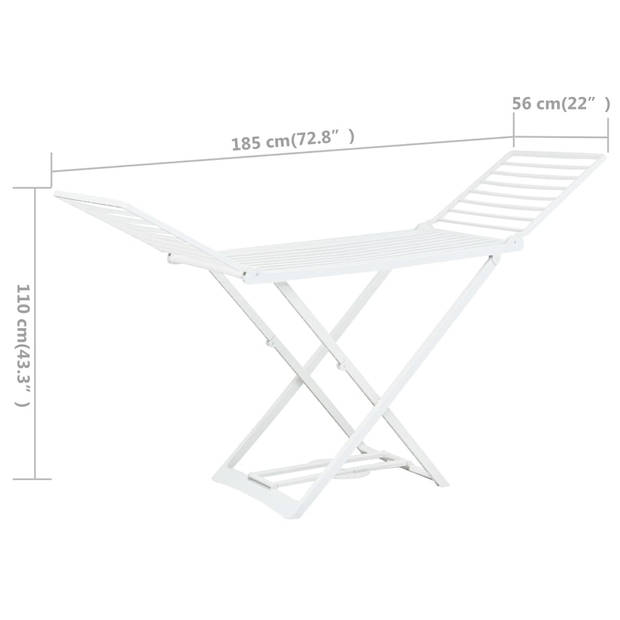 The Living Store Droogrek - Kunststof - 185 x 56 x 110 cm - Inklapbaar - Wit