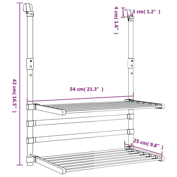 The Living Store Droogrek - Handdoekenrek - 54x25x42cm - aluminium