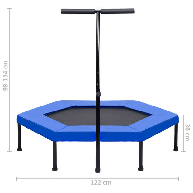 The Living Store Fitnesstrampoline - 122 cm - Zeshoek - Stalen frame - Anti-slip PP mat - T-stanggreep - 42