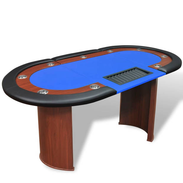 The Living Store Pokertafel - Blauw - 208 x 107 x 81 cm - Geschikt voor max - 10 spelers