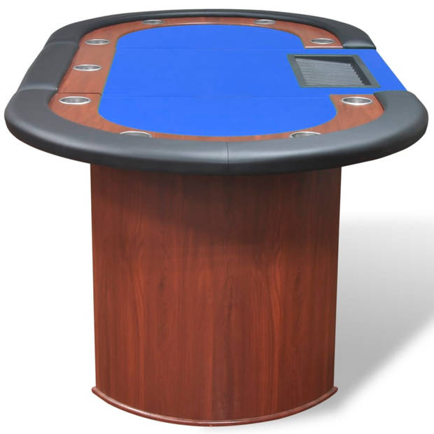 The Living Store Pokertafel - Blauw - 208 x 107 x 81 cm - Geschikt voor max - 10 spelers