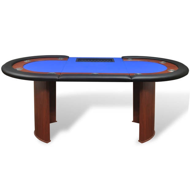 The Living Store Pokertafel - Blauw - 208 x 107 x 81 cm - Geschikt voor max - 10 spelers