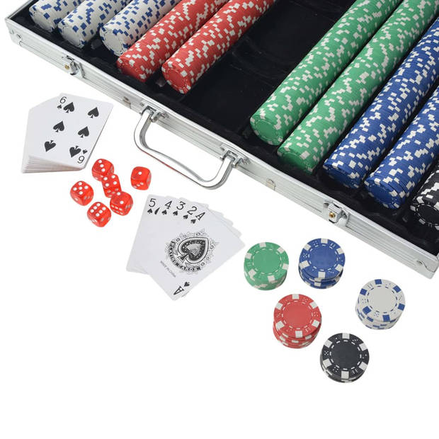 The Living Store Poker Set - Casino Dobbelspel - Aluminium Koffer - 53 x 37 x 6.7 cm - Meerkleurig