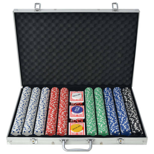 The Living Store Poker Set - Casino Dobbelspel - Aluminium Koffer - 53 x 37 x 6.7 cm - Meerkleurig