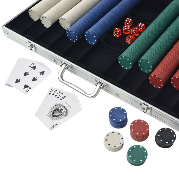 The Living Store Pokerkoffer - Inclusief 1000 chips - Meerkleurig - 53 x 37 x 6.7 cm