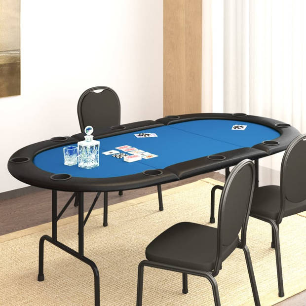 The Living Store Pokertafel - Inklapbaar - 206x106x75 cm - Casinokwaliteit vilten blad - Ingebouwde bekerhouders -