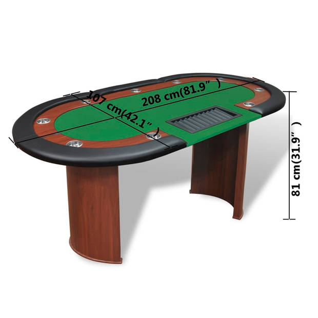 The Living Store Pokertafel - Casino kwaliteit - 208 x 107 x 81 cm - Groen