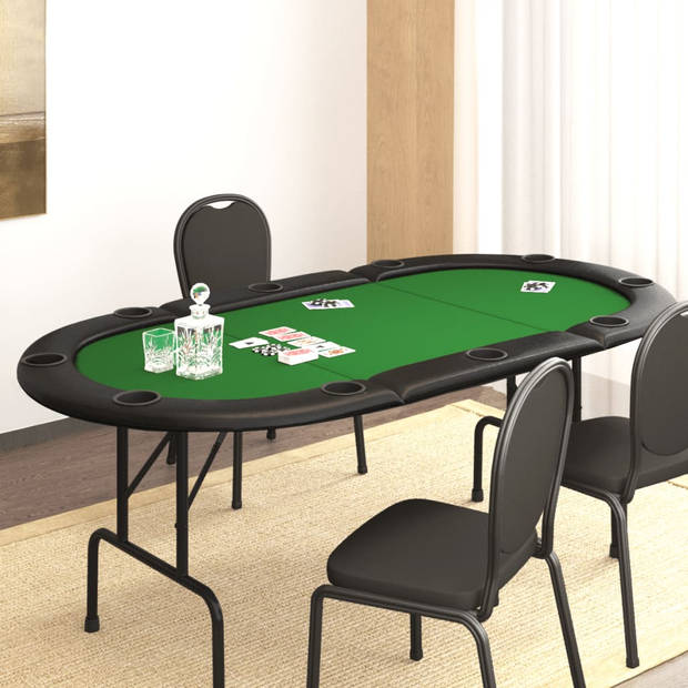 The Living Store Pokertafel - Opvouwbaar - Groen - 206x106x75 cm - Casinokwaliteit