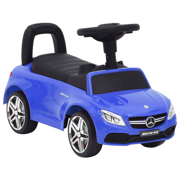 The Living Store Loopauto Mercedes Benz Blue - 64x29x39 cm - Met Muziek - Opbergruimte - Geschikt voor 12-36 maanden -