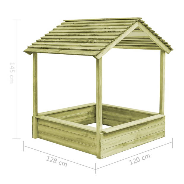 The Living Store Tuinhuis met Zandbak - Massief Geïmpregneerd Grenenhout - 128x120x145 cm - Groen