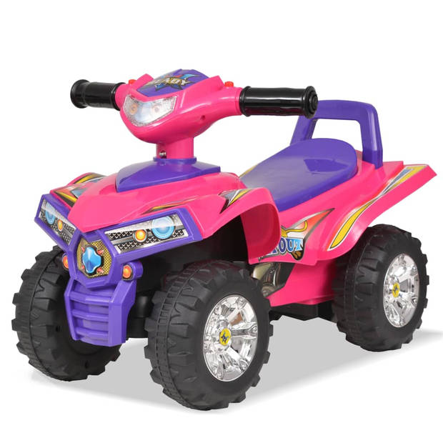 The Living Store Loopquad Roze/Paars - Kinderquad met Licht en Geluid - Met Claxon en Opbergruimte - Afmetingen