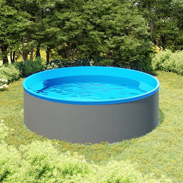 The Living Store Splasher Pool - Staal - PVC - 350 x 90 cm - Grijs/Blauw