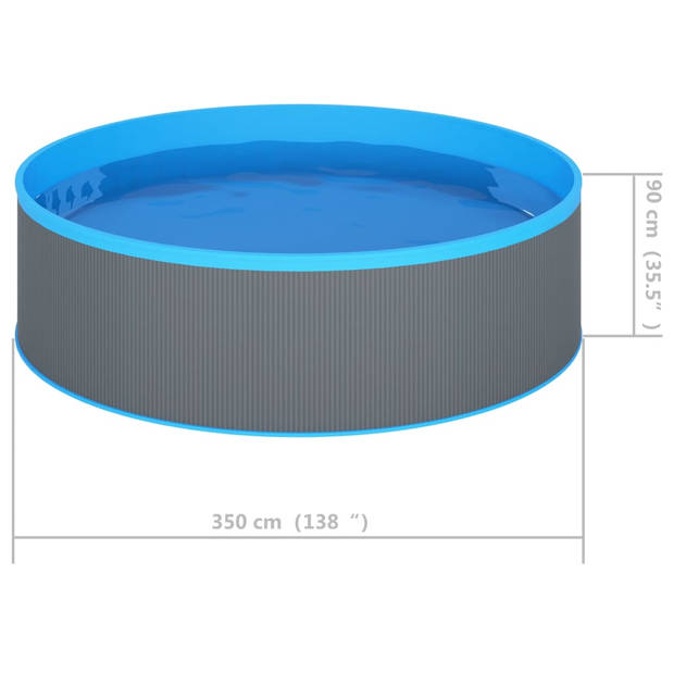 The Living Store Splasher Pool - Staal - PVC - 350 x 90 cm - Grijs/Blauw