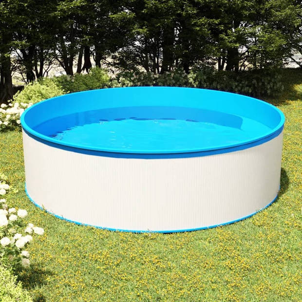 The Living Store Splasher Pool - Staal en PVC - 350 x 90 cm - Wit - blauw