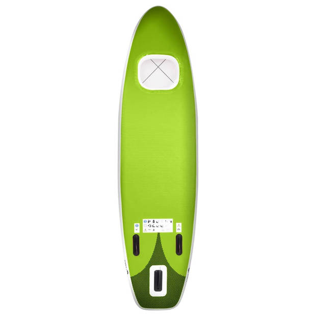 The Living Store SUP Surfplank Groen 330x76x10cm - Opblaasbaar PVC - Inclusief peddel - pomp - zitting -
