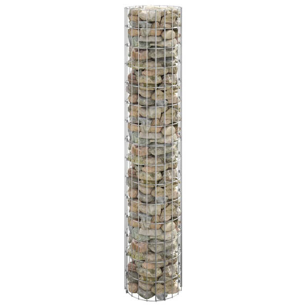 "The Living Store Gabion Paal - Ronde - 30 x 150 cm - Zilver - Gegalvaniseerd staal"