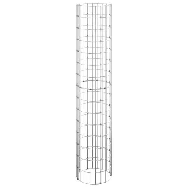 "The Living Store Gabion Paal - Ronde - 30 x 150 cm - Zilver - Gegalvaniseerd staal"