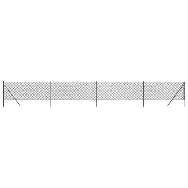 The Living Store Gaashek - Antraciet - 1.1 x 10 m - Gegalvaniseerd staal met PVC-coating - 60 x 60 mm - 1.3/2.2 mm -