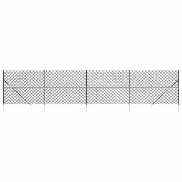 The Living Store Gaashek Antraciet - 1.4 x 10 m - PVC-coating - Staal - Duurzaam en flexibel - Met grondankers - Ideaal