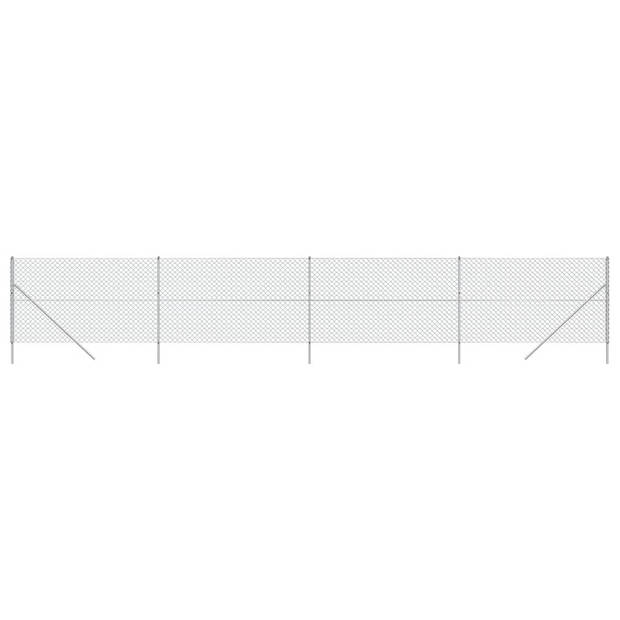 The Living Store Gaashek - 2.2 x 10 m - 60 x 60 mm - Gegalvaniseerd staal met PVC-coating - Zilver - Montage vereist