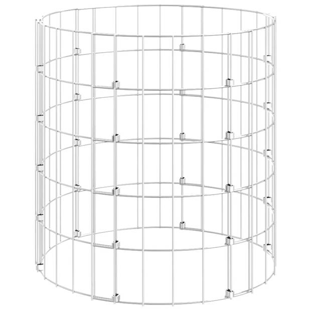 The Living Store Gabion Paal - Ronde - 50 x 50 cm - Zilver - Gegalvaniseerd staal