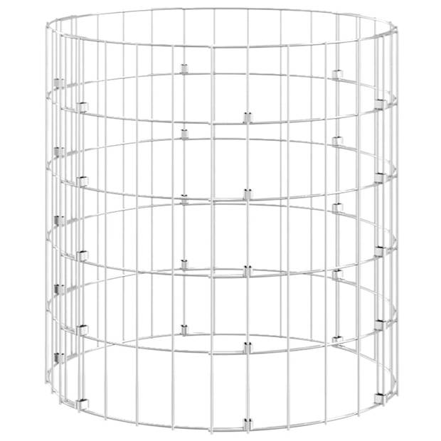 The Living Store Gabion Paal - Ronde - 50 x 50 cm - Zilver - Gegalvaniseerd staal