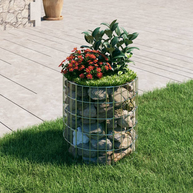 The Living Store Gabion Paal - Ronde - 50 x 50 cm - Zilver - Gegalvaniseerd staal