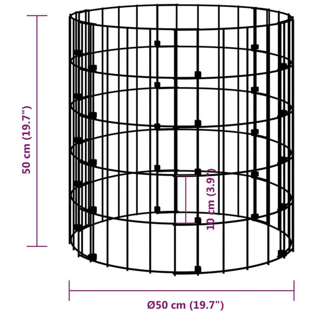 The Living Store Gabion Paal - Ronde - 50 x 50 cm - Zilver - Gegalvaniseerd staal