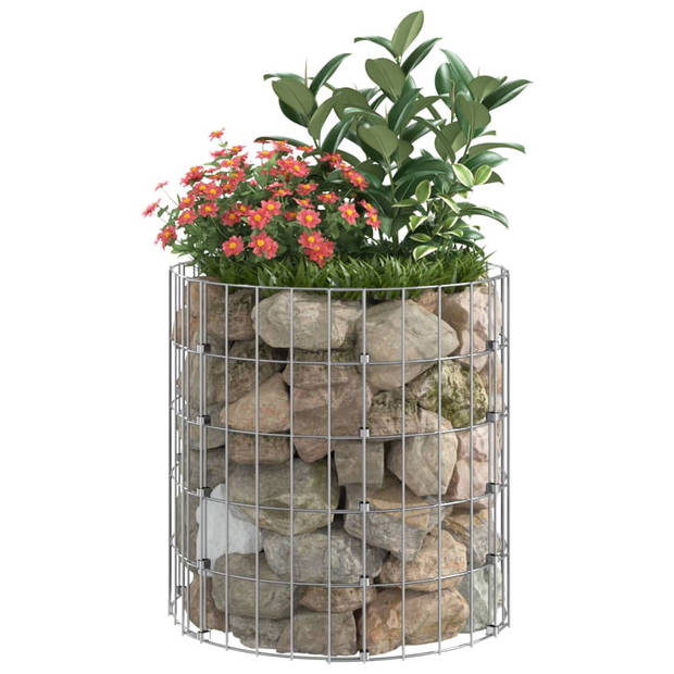 The Living Store Gabion Paal - Ronde - 50 x 50 cm - Zilver - Gegalvaniseerd staal