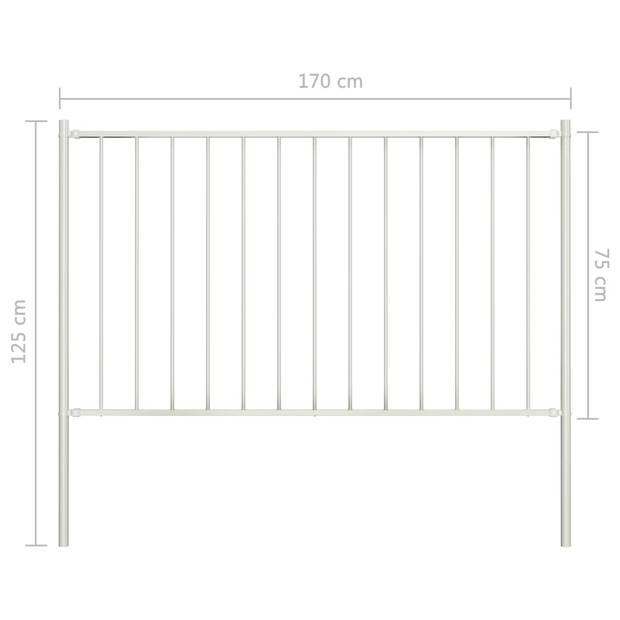 vidaXL Hekpaneel met palen 1,7x0,75 m gepoedercoat staal wit