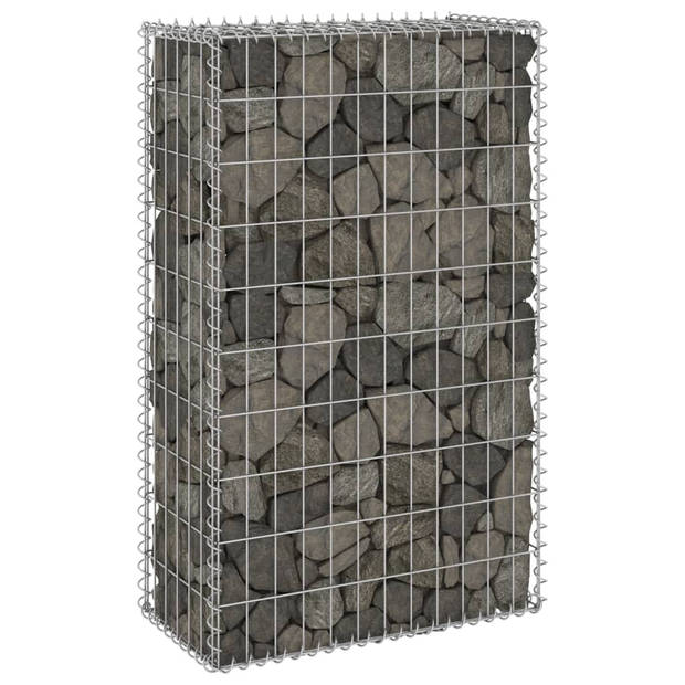 The Living Store Gabion Mand - Staal - 60x30x100cm - Gegalvaniseerd - Zilverkleurig - Hoog draagvermogen