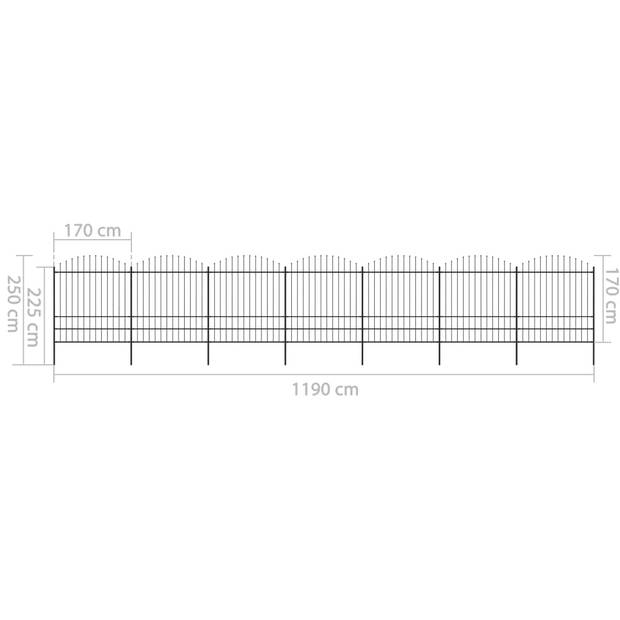 The Living Store Stalen Tuinhek - 11.9m - 1.75-2m hoogte - zwart