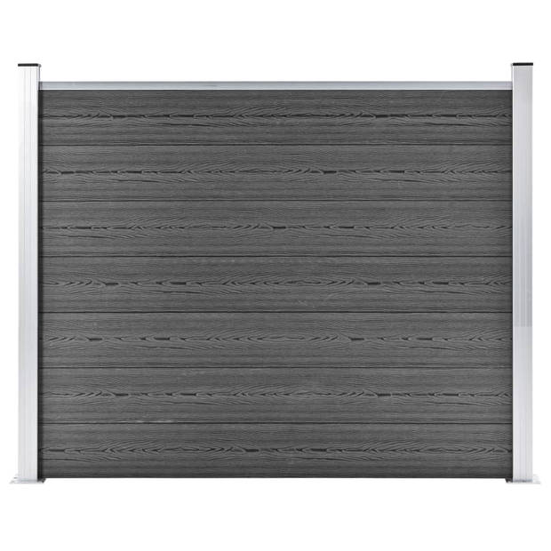 The Living Store Tuinafscheiding - Houtlook HKC - Aluminium bovenprofiel - Modulair - Zwart - 180x146cm