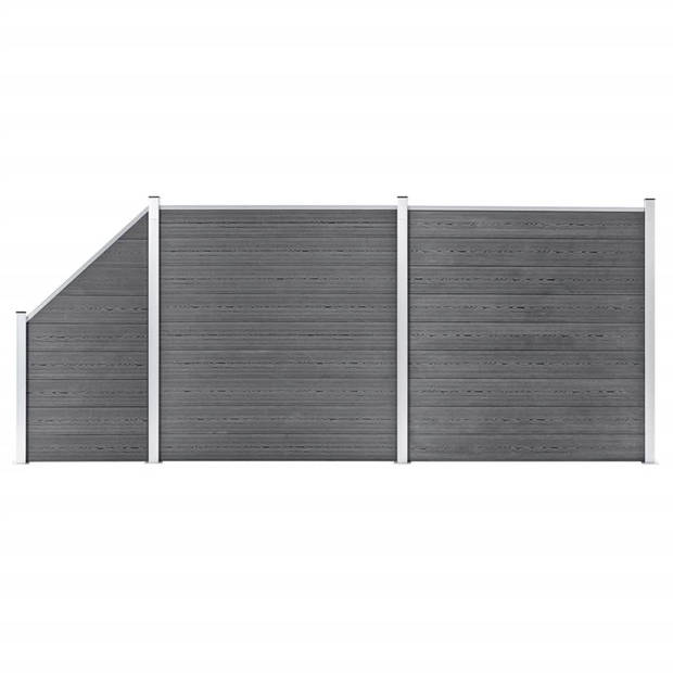 The Living Store Schuttingpanelen Grijs HKC Composiet - 446 x 186 cm - Modulair Design