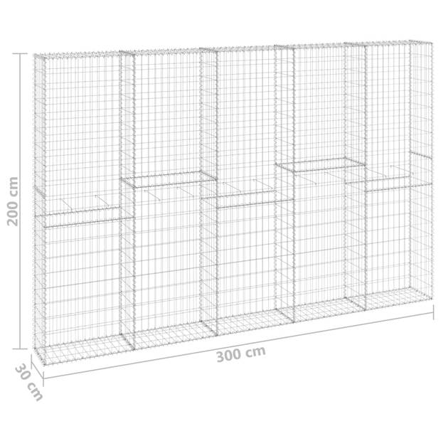 vidaXL Schanskorfmuur met deksels 300x30x200 cm gegalvaniseerd staal