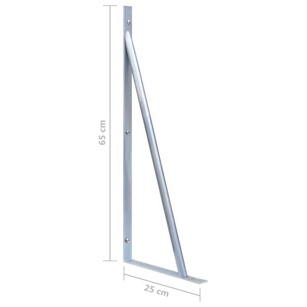 The Living Store Paalsteunbeugels HKC Schutting - 65 x 25 cm - Gegalvaniseerd staal