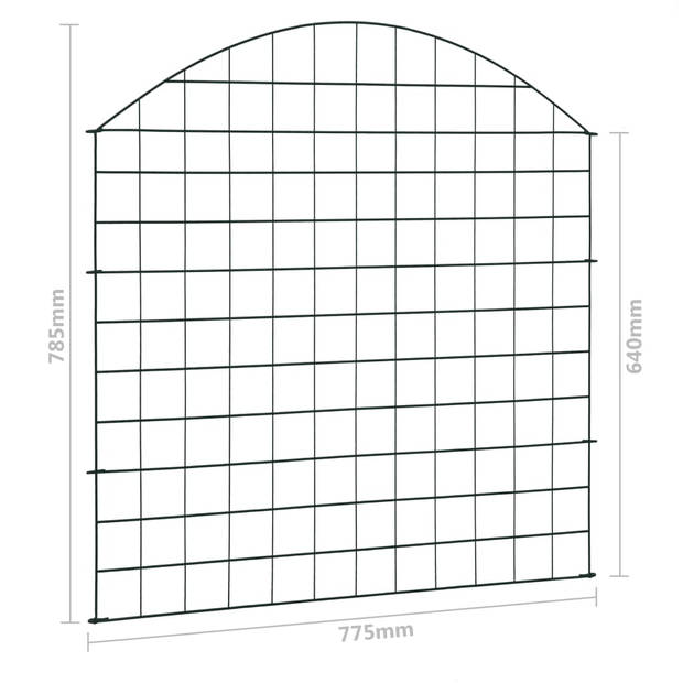 The Living Store Hekset Groen - Staal - 775 x (640-785) mm - 5 panelen - 6 palen