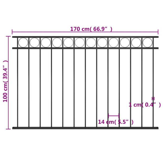 The Living Store Schuttingpaneel Cirkel Zwart 170 x 100 cm - Gepoedercoat staal