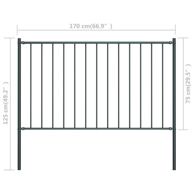 The Living Store Schutting Hekpaneel - 170 x 125 cm - Antraciet - Gepoedercoat staal