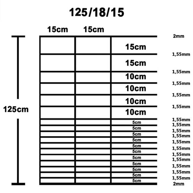 The Living Store Gaashek Gegalvaniseerd Staal - 50x1.25m - 15cm draadafstand