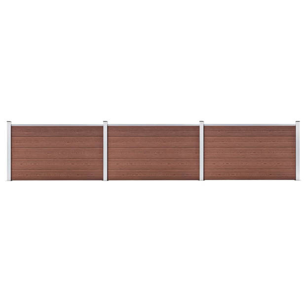 The Living Store Hekset Hout-Kunststof-Composiet - 526x106 cm - Bruin - 19 planken - 4 palen - 3 stangen