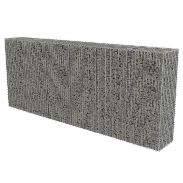 The Living Store Gabion Mand - Gegalvaniseerd staal - 300x50x150 cm - Sterke muur bouwen - Zilver - 1400 kg/m³