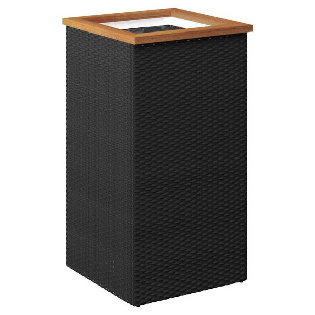 The Living Store Tuinbak Zwart/Bruin - 40 x 40 x 80 cm - PE-rattan