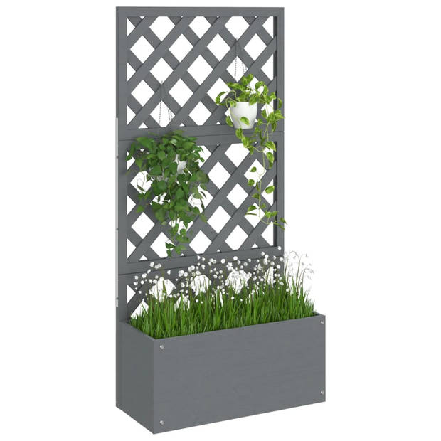 The Living Store Tuinplantenbak Grijs Hout-Kunststof-Composiet - 65x33x135 cm - Met Latwerk